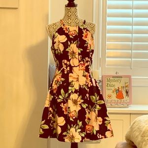 Navy Blue Floral Print Dress by Vince Camuto.